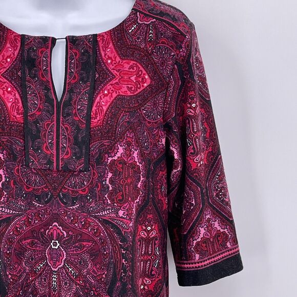 Dressbarn Sz 10 Camryn Dress Pink Damask Paisley Classic Signature Half Sleeve - Picture 5 of 12